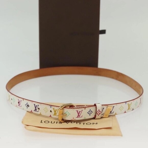 LOUIS VUITTON Monogram Multicolor Ceinture Belt White LV Auth 140518 - Picture 9 of 11